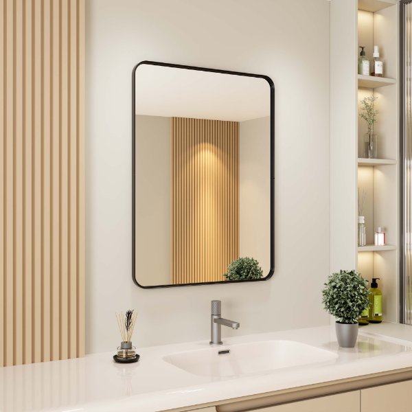 DP523R-X Black Framed Bathroom Mirror