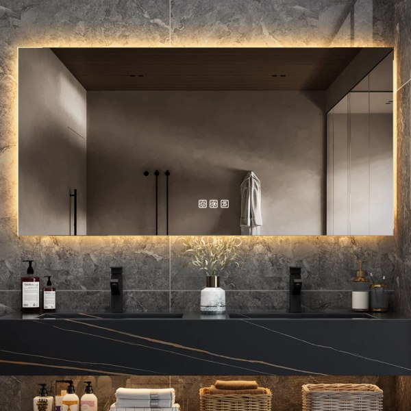 DAPAI 48×24  Inch Backlit Anti Fog LED Frameless Bathroom Mirror